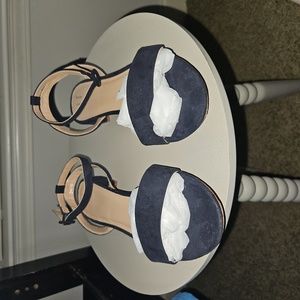 Navy blue ankle strap sandals